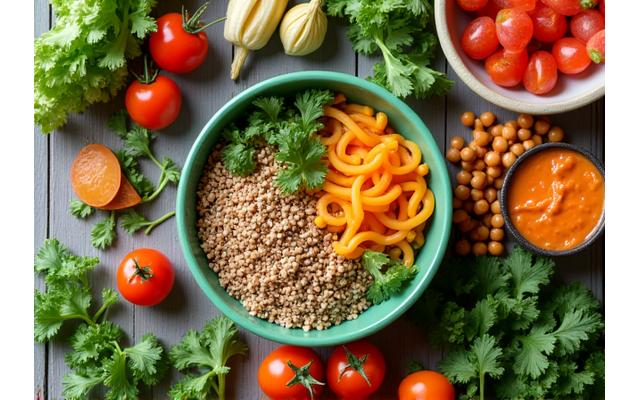 Colorful, healthy meal preparation