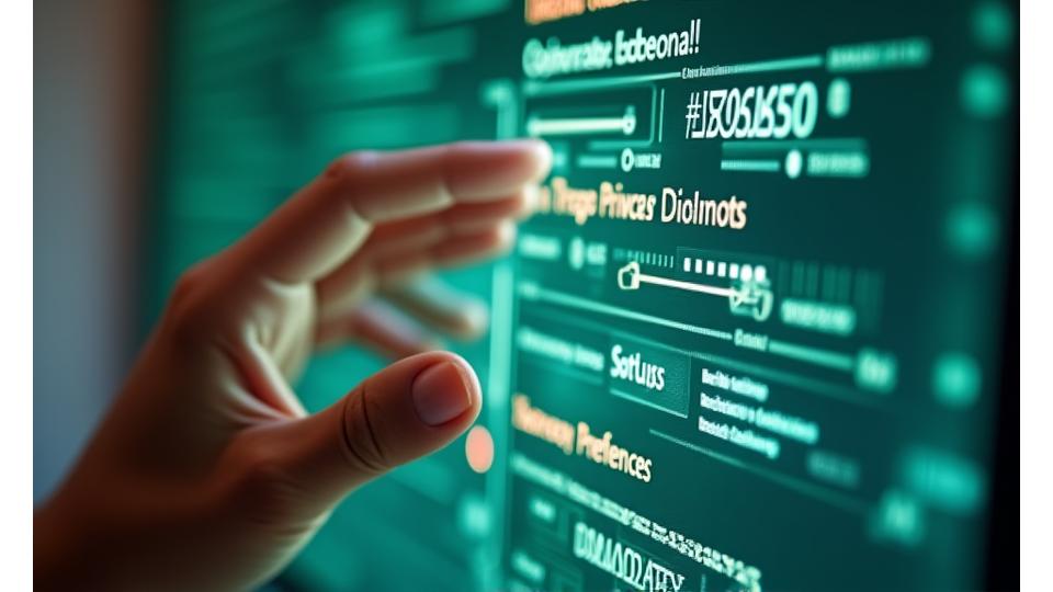 Illustration of a hand interacting with a digital interface, showing sliders and toggles for data privacy settings, symbolizing user control.