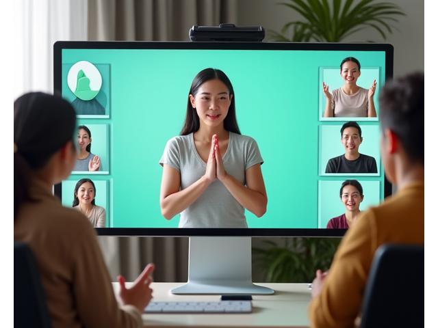 Diverse group of adults participating in a virtual workshop, some asking questions (Q&A), others engaging in a guided exercise, showing a vibrant online learning environment.